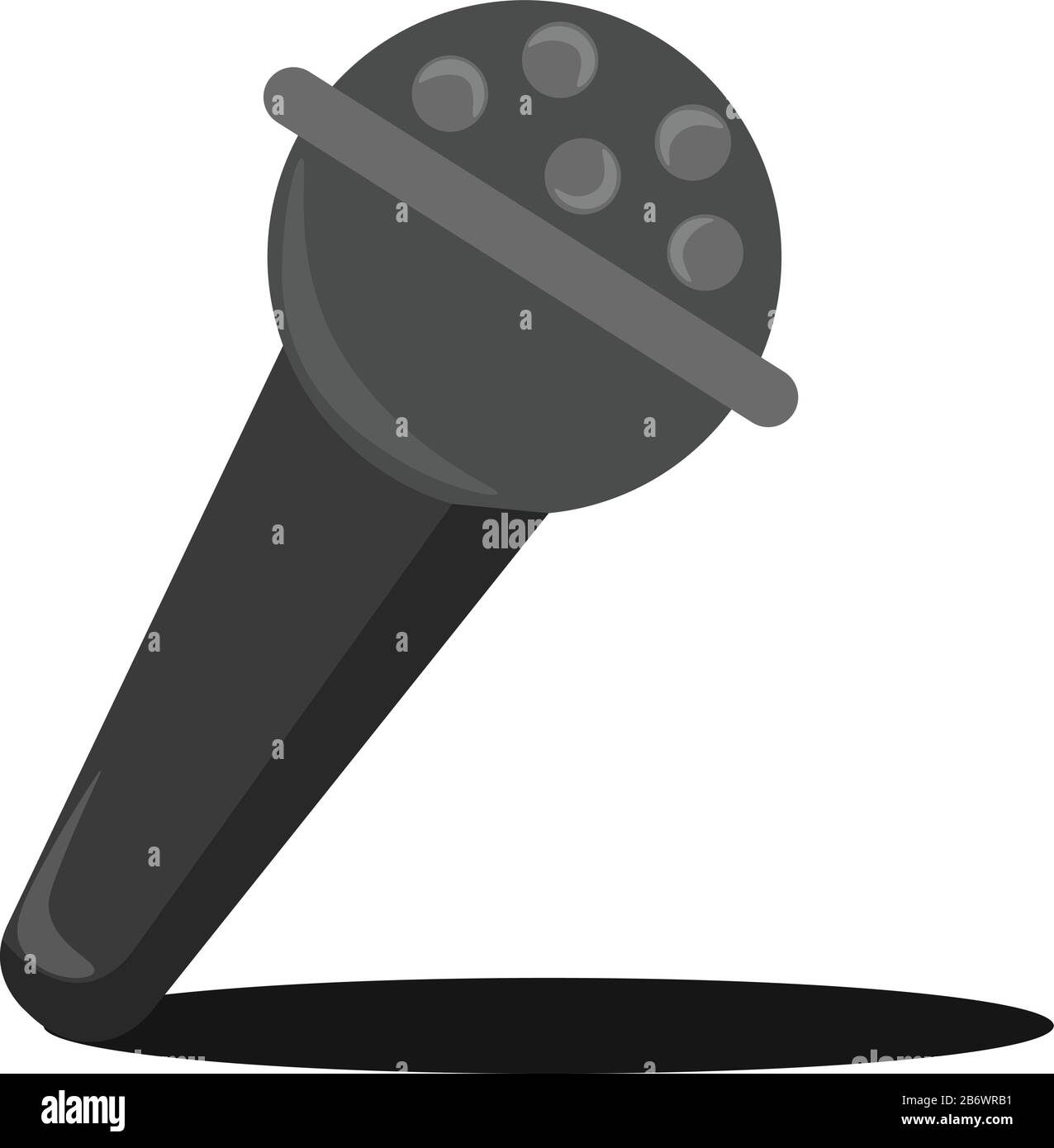 Microfono nero, illustrazione vettore su sfondo bianco. Illustrazione Vettoriale