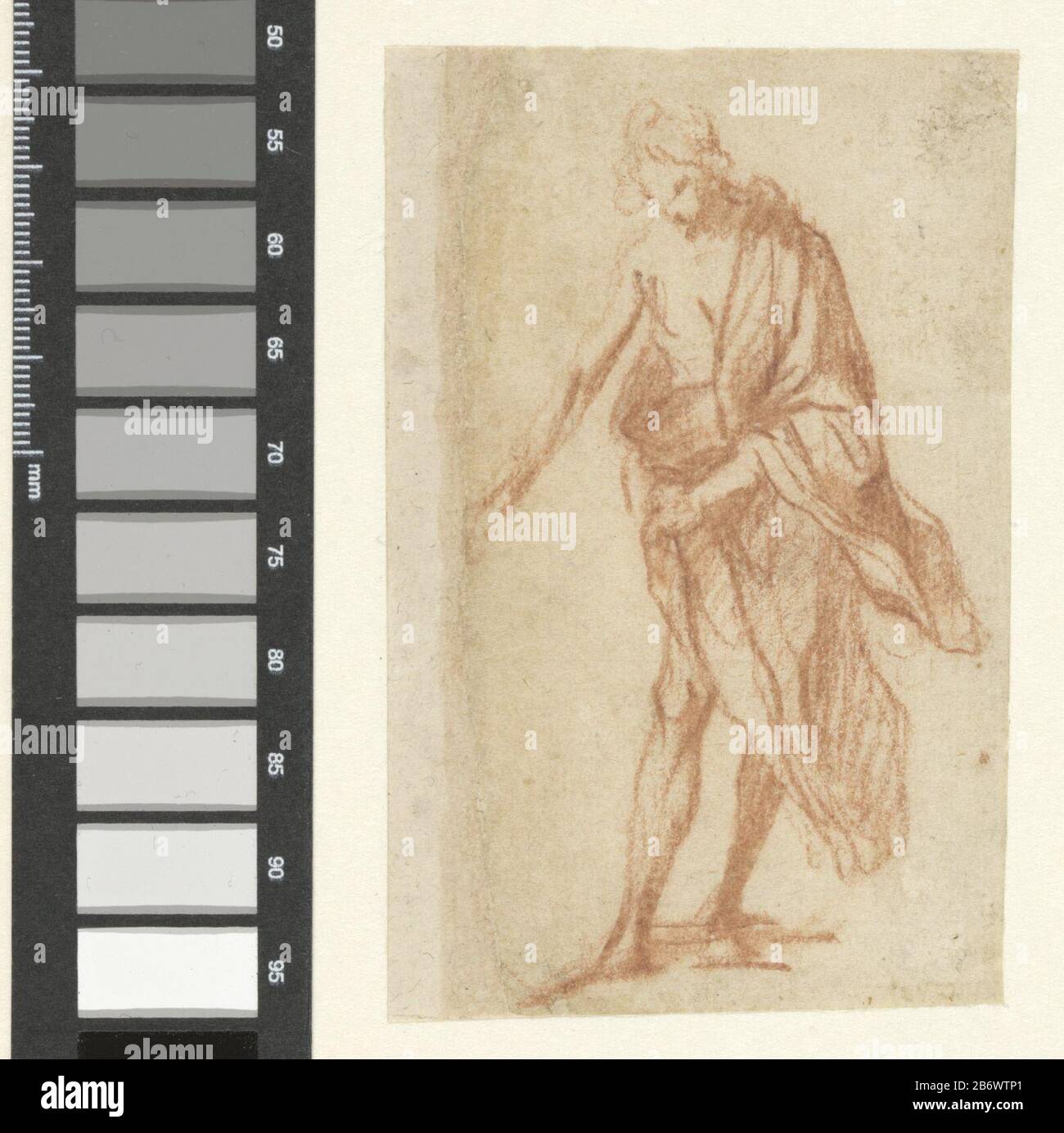 Johannes de Doper Johannes de Doper Oggetto tipo : tekening Objectnummer: RP-T-1960-228 Produttore : disegnatore: Giacinto Brandi (toegeschreven aan) dating: 1633 - 1691 Physical kenmerken: Rood krijt op grijs papier Materiale: Papier krijt dimensioni: H 106 mm × b 60 mm Soggetto: John Baptist; attributi possibili: libro, croce di canna, tazza battesimale, nido d'ape, agnello, staff Foto Stock
