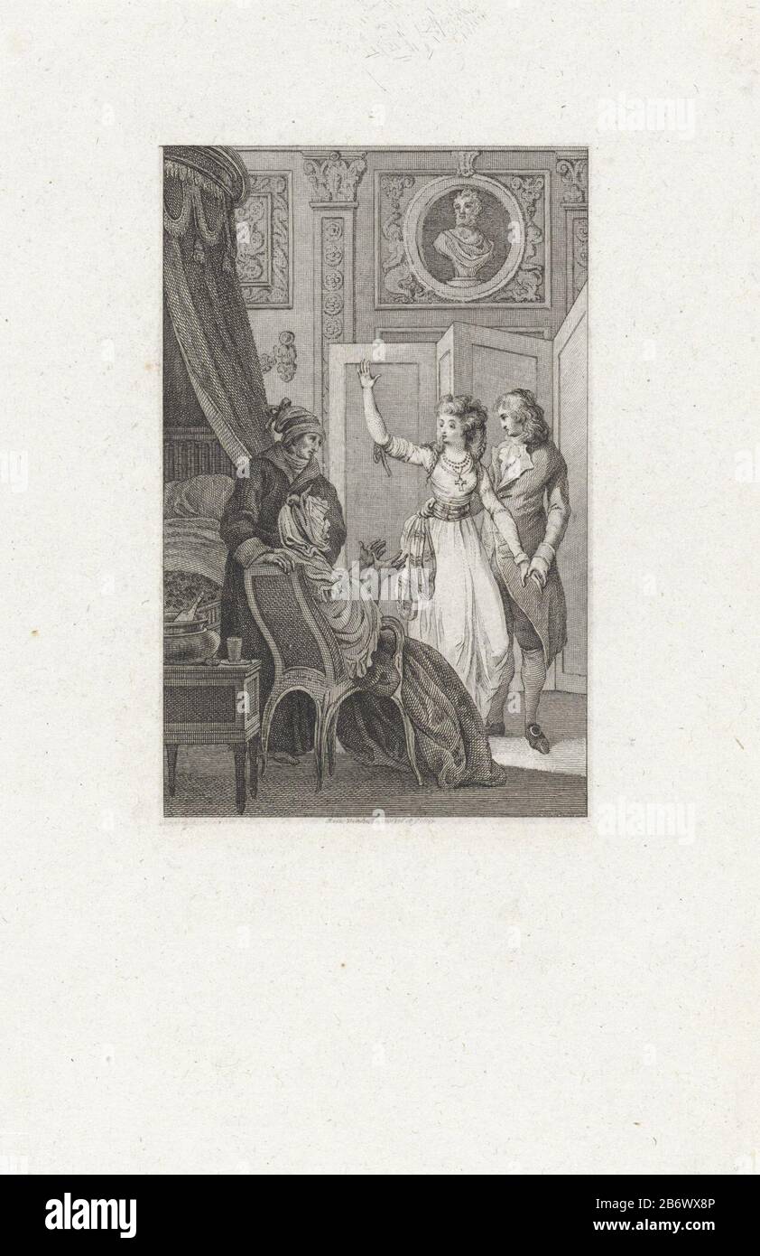 Jong paar in gesprek met een oudere man en vrouw giovane coppia parlare con un anziano uomo e donna tipo di oggetto: Immagine numero articolo: RP-P-OB-64.799Catalogusreferentie: Collezione Rijksmuseum 1 (2) Nota: Stato determinato dalle stampe esistenti in Rijksprentenkabinet Iscrizioni / marchi: Marchio del collettore, vero, timbrato Produttore: 240: Lugt maker : Reinier Vinkeles (i) (edificio elencato) Luogo di produzione: Amsterdam Data: 1798 caratteristiche Fisiche: Incisione e engra; prova di stampa materiale: Carta Tecnica: Incisione / engra (processo di stampa) Misure: Foglio: H 246 mm × W 158 mmToelichtin Foto Stock