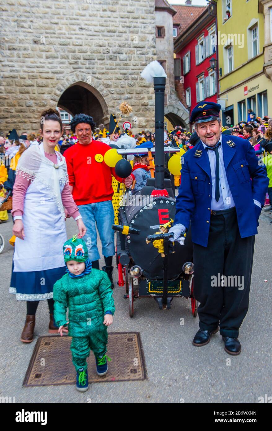 Partecipanti al Carnevale di Rottweil in Rottweil , Germania Foto Stock