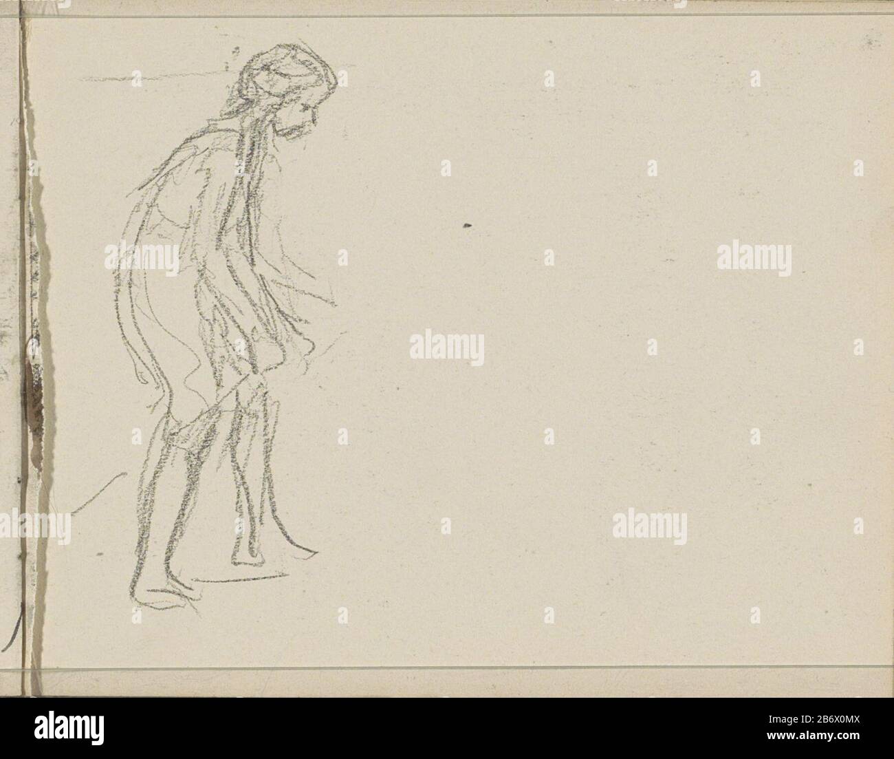 Jonge vrouw giovane donna tipo di oggetto: Foglio di Schetchbook numero articolo: RP-T-1959-451-7 (R) Descrizione: Donna giovane in piedi, leggermente piegata. Leaf 7 recto da un libro con 29 bladen. Produttore : artista: Johan Antonie de Jonge Luogo produzione: South Holland (possibile) Datata: 1881 - 1927 caratteristiche Fisiche: Gesso nero materiale: Gesso Soggetto carta adolescente, giovane donna, maiden (+ vista laterale, profilo) Foto Stock