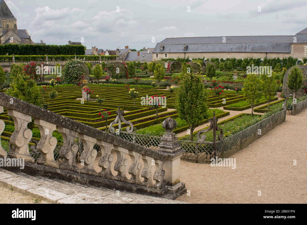 Lo Chateau de Villandry è una grande casa di campagna nella regione della Loira, famosa per il suo favoloso giardino. Foto Stock