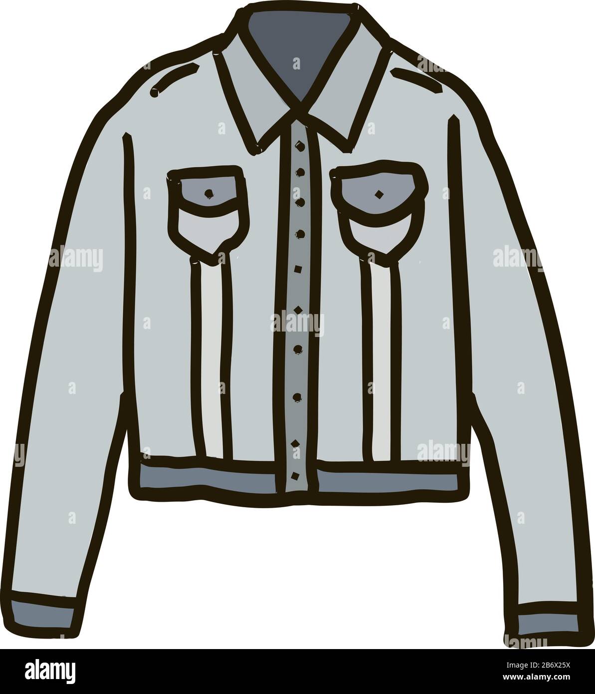 Giacca in denim, illustrazione, vettoriale su sfondo bianco. Illustrazione Vettoriale