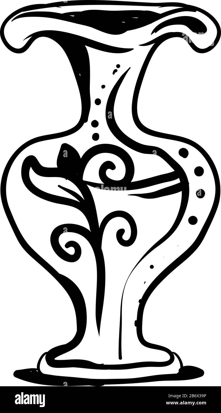 Vaso decorativo, illustrazione, vettore su sfondo bianco. Illustrazione Vettoriale