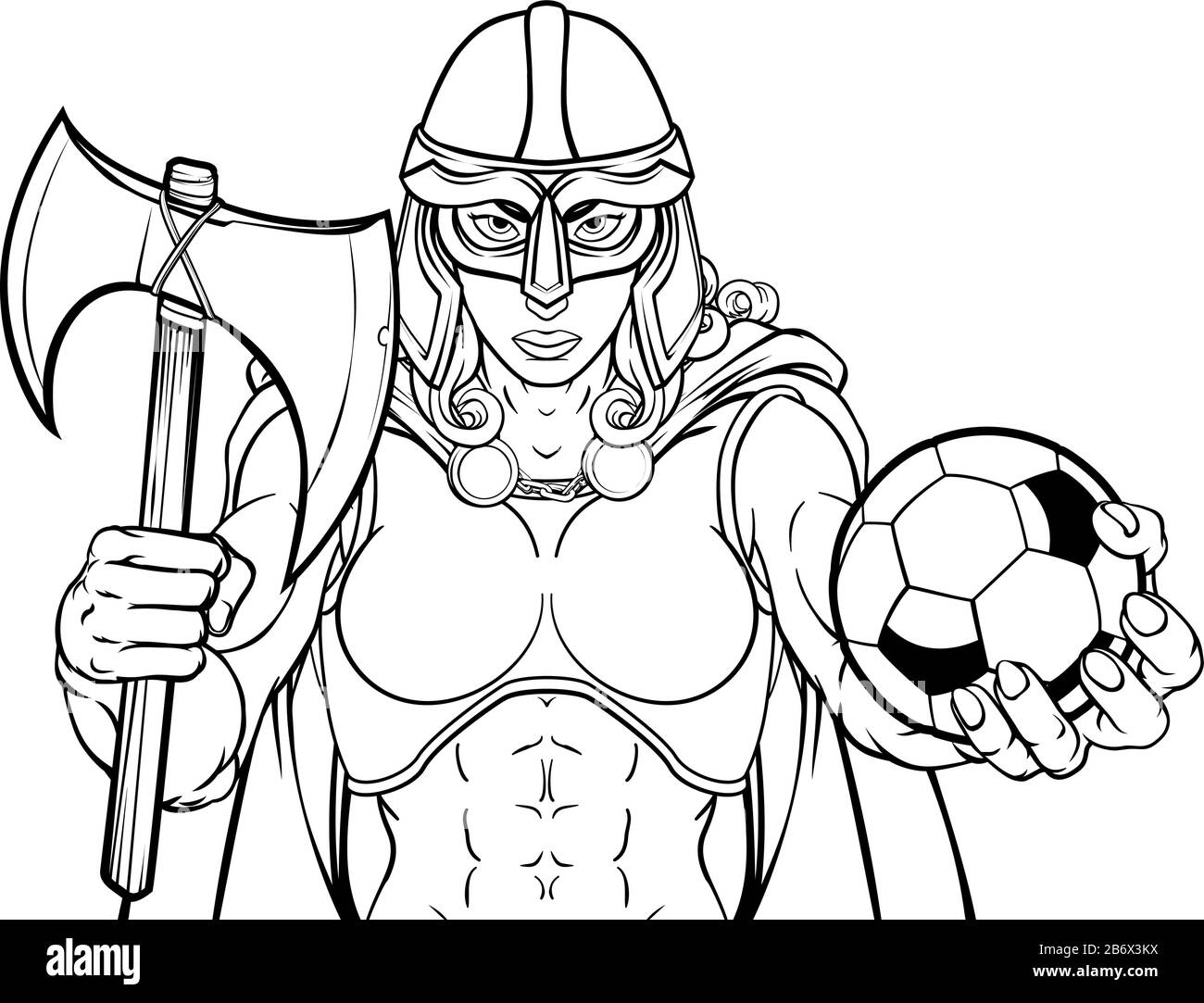 Viking Trojan Celtic cavaliere guerriero di calcio donna Illustrazione Vettoriale