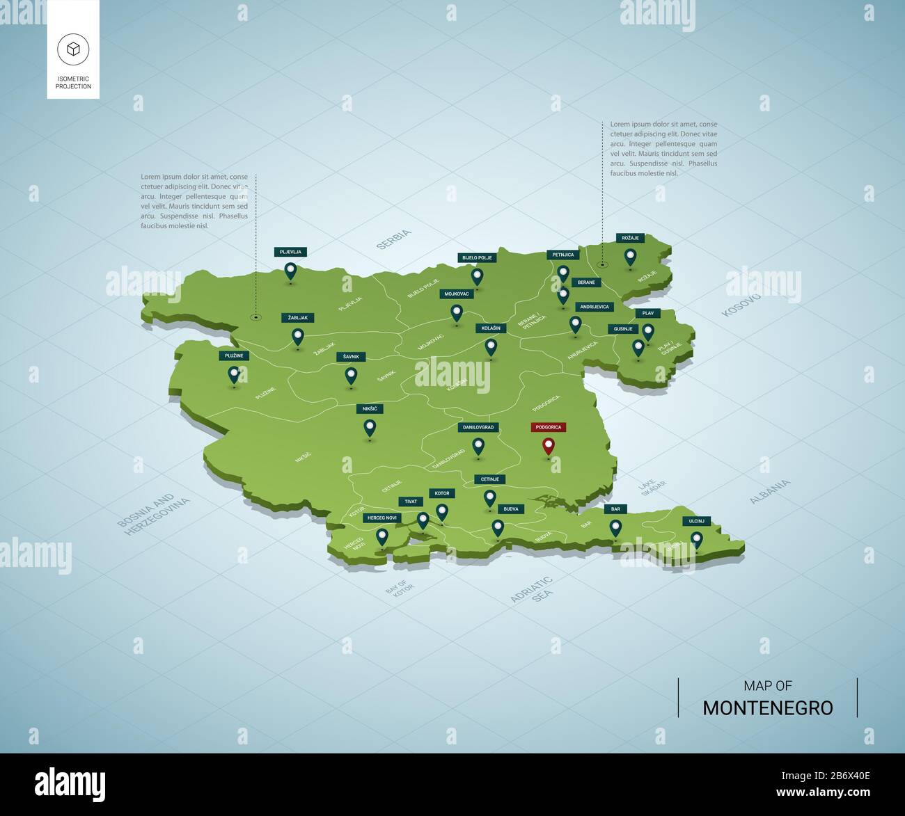 Cartina regioni del montenegro Immagini Vettoriali Stock - Alamy
