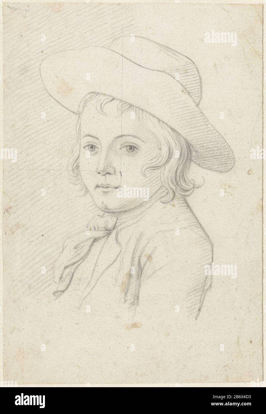 Jongenskopje met hoed, driekwart naar links Boys Cup con cappello, tre quarti a sinistra tipo oggetto: Disegno numero Oggetto: RP-T 1959-105 Produttore : artista: Giordano Hearing Data: 1763 - 1833 caratteristiche Fisiche: Matita materiale: Carta matita dimensioni: H 210 mm × W 145 mm Foto Stock