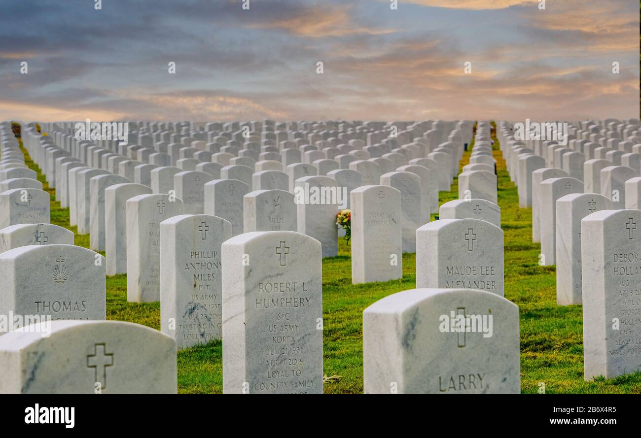 Veterans Cemetery Up Hill Foto Stock