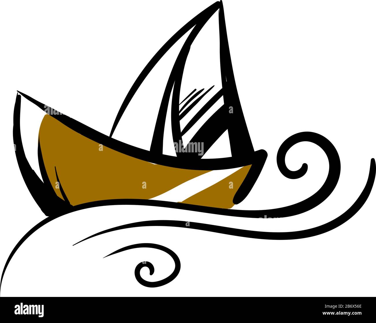 Nave decorativa, illustrazione, vettore su sfondo bianco. Illustrazione Vettoriale