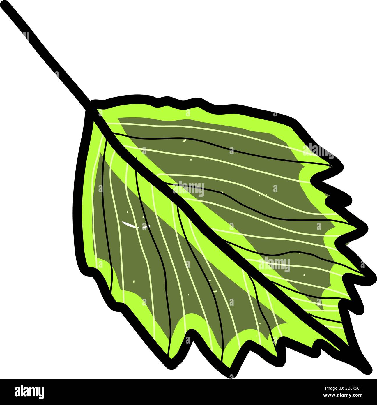 Foglia verde decorativa, illustrazione, vettore su sfondo bianco. Illustrazione Vettoriale