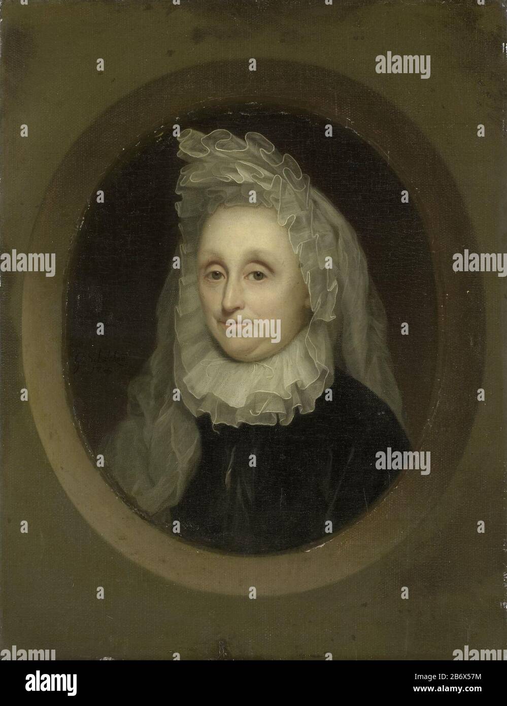 Josina Parduyn (1642-1718) Tweede echtgenote van Aernout van CCitters, SK-A-2061 Ritratto di Josina Parduyn (1642-1718), seconda moglie di Aernout van CCitters. Busto ovale, sul retro il suo stemma e quello dei suoi quattro antenati (Parduyn, Parduyn, Salomone e Tirion), un'iscrizione e la figura 4. Produttore : pittore: Godfrey Schalcken (edificio in lista) Datato: 1705 caratteristiche Fisiche: Olio su tela materiale: Tela olio dimensioni: Supporto: H 44 cm. B × 35 cm. Dimensioni esterne: 7,5 cm d. (Compreso il vettore SK-L-2004.) Oggetto: Persone storiche - BB - womanWie: J Foto Stock