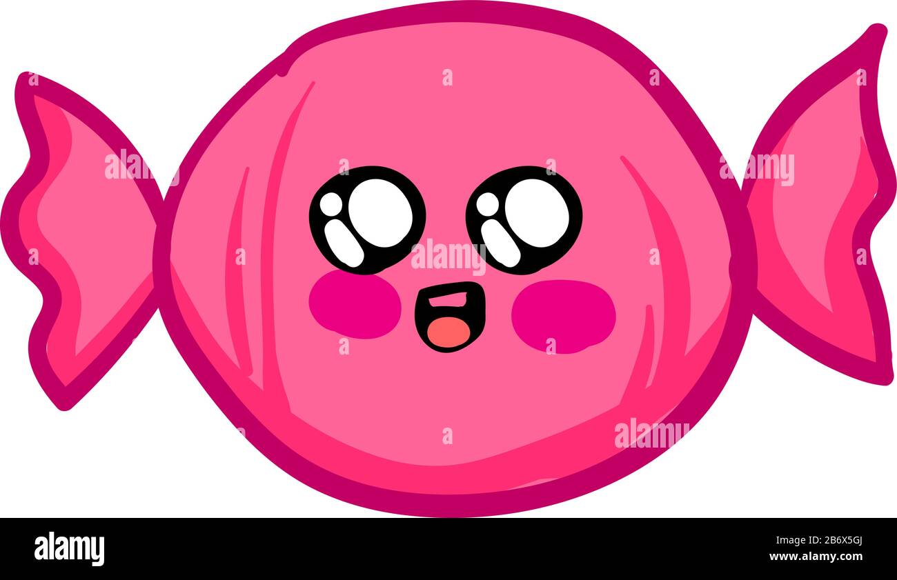 Caramella rosa avvolta, illustrazione, vettore su sfondo bianco. Illustrazione Vettoriale