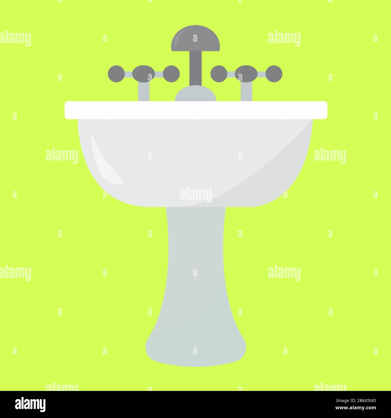Lavandino in bagno, illustrazione, vettore su sfondo bianco. Illustrazione Vettoriale