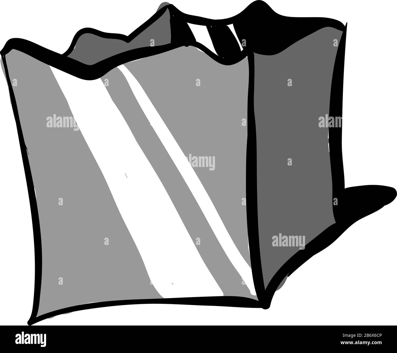 Sacchetto di carta grigio, illustrazione, vettore su sfondo bianco. Illustrazione Vettoriale