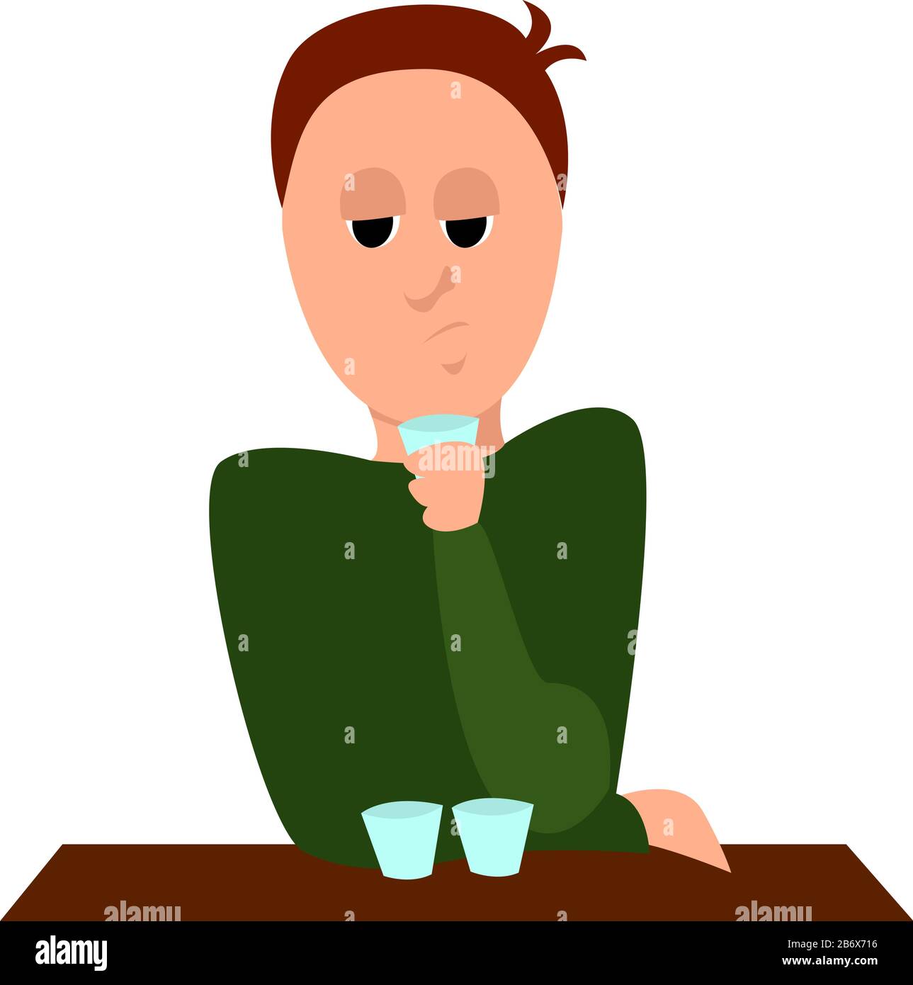 Uomo al bar, illustrazione, vettore su sfondo bianco. Illustrazione Vettoriale
