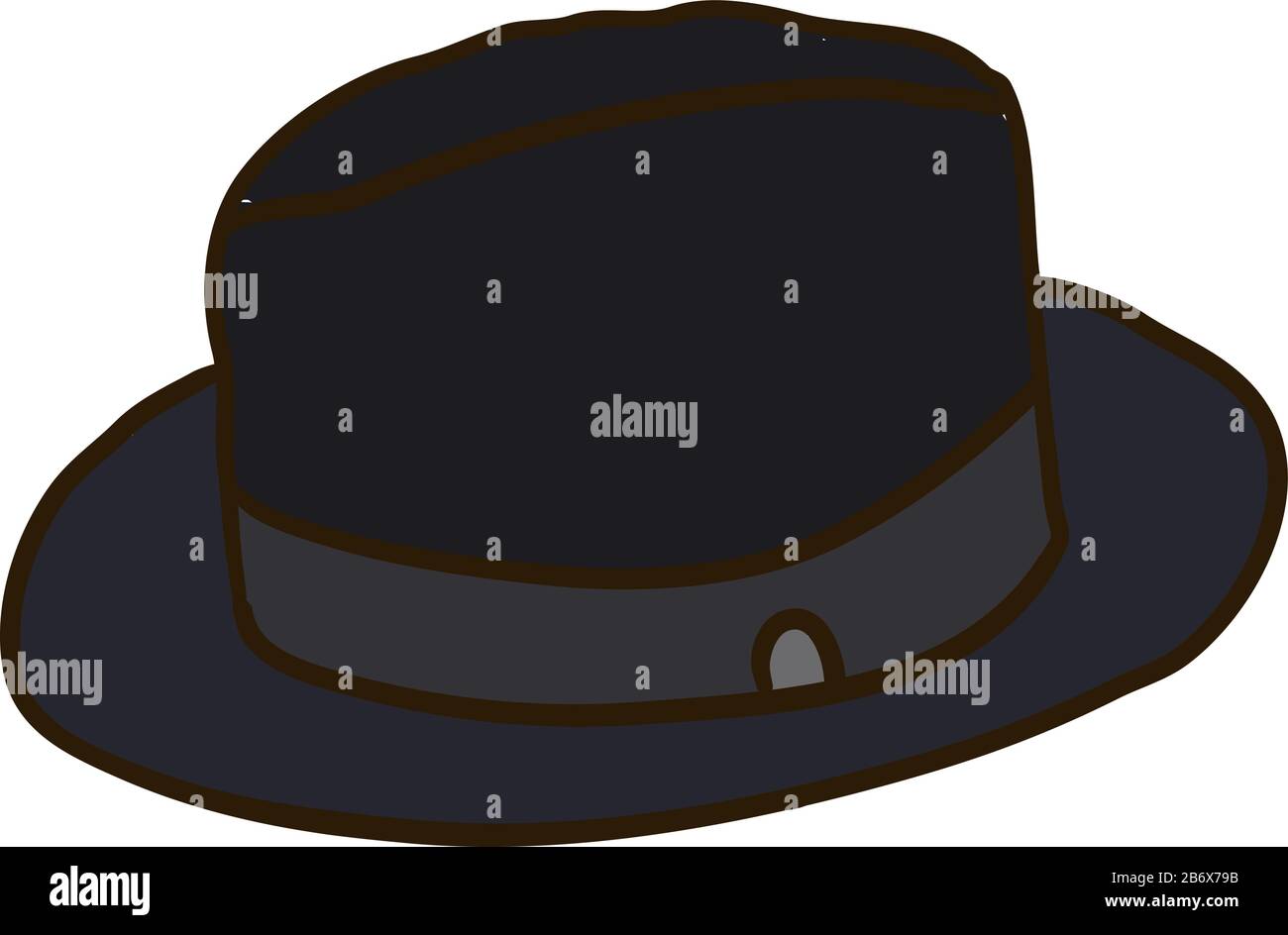 Cappello nero piatto, illustrazione, vettore su sfondo bianco. Illustrazione Vettoriale
