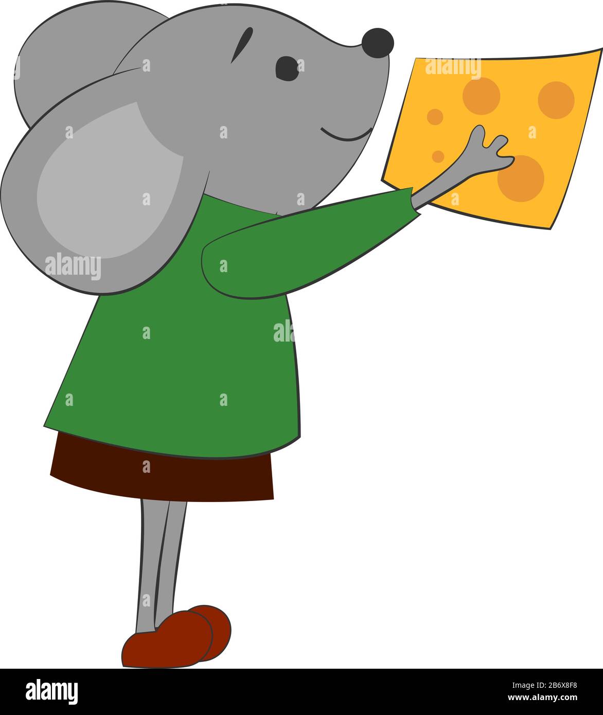 Mouse con formaggio, illustrazione, vettore su sfondo bianco. Illustrazione Vettoriale