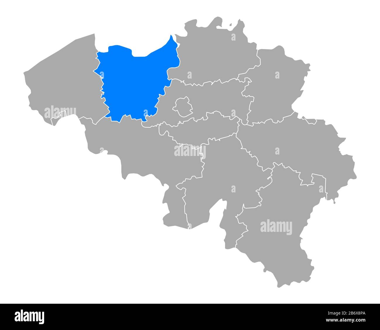 Fiandre Orientali sulla mappa di Belgio Foto Stock