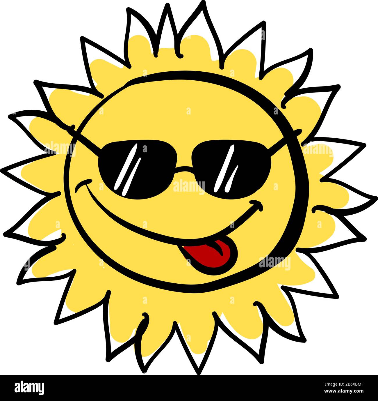 Sole con occhiali, illustrazione, vettore su sfondo bianco. Illustrazione Vettoriale