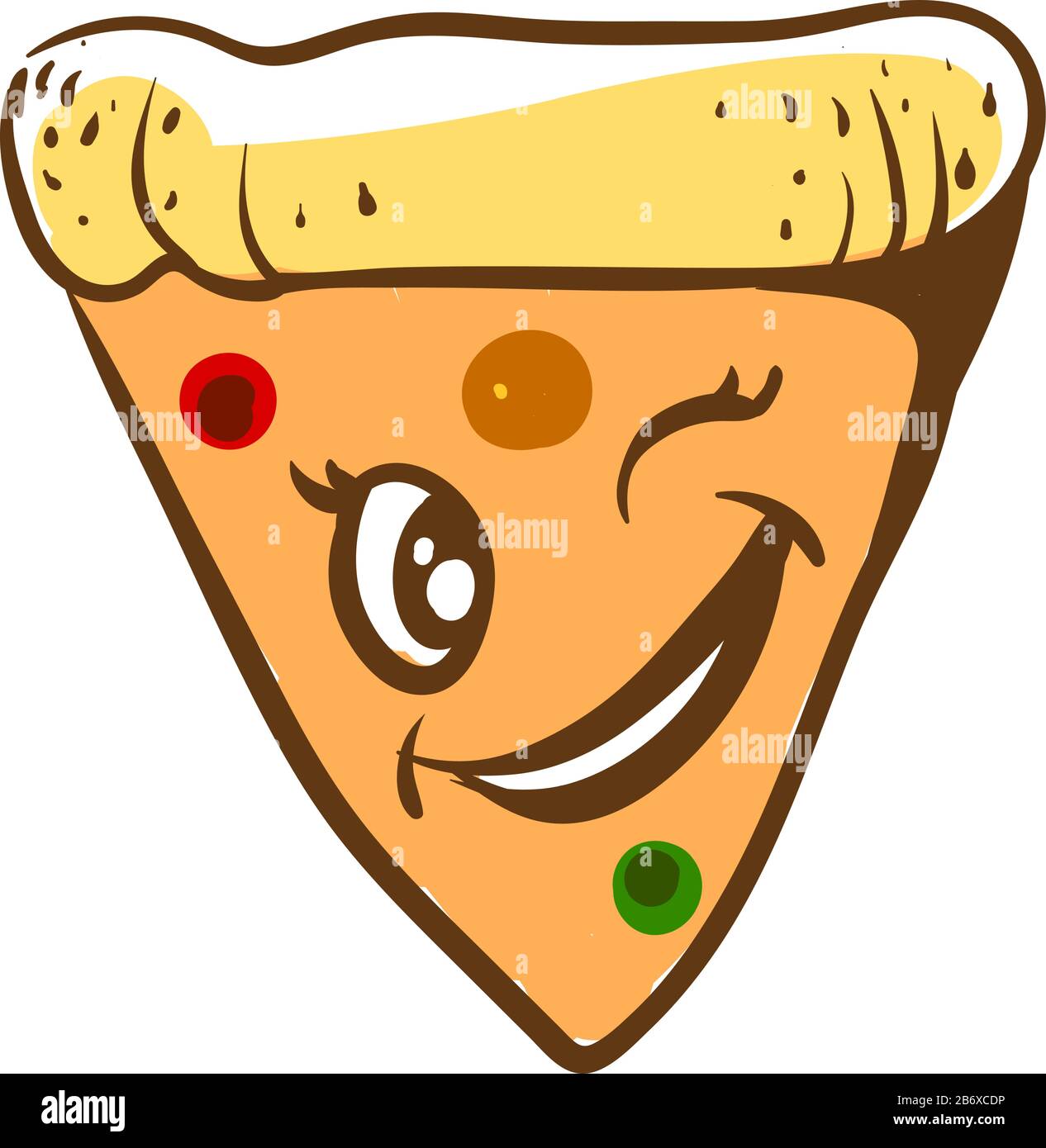 Pezzo di pizza, illustrazione, vettore su sfondo bianco. Illustrazione Vettoriale