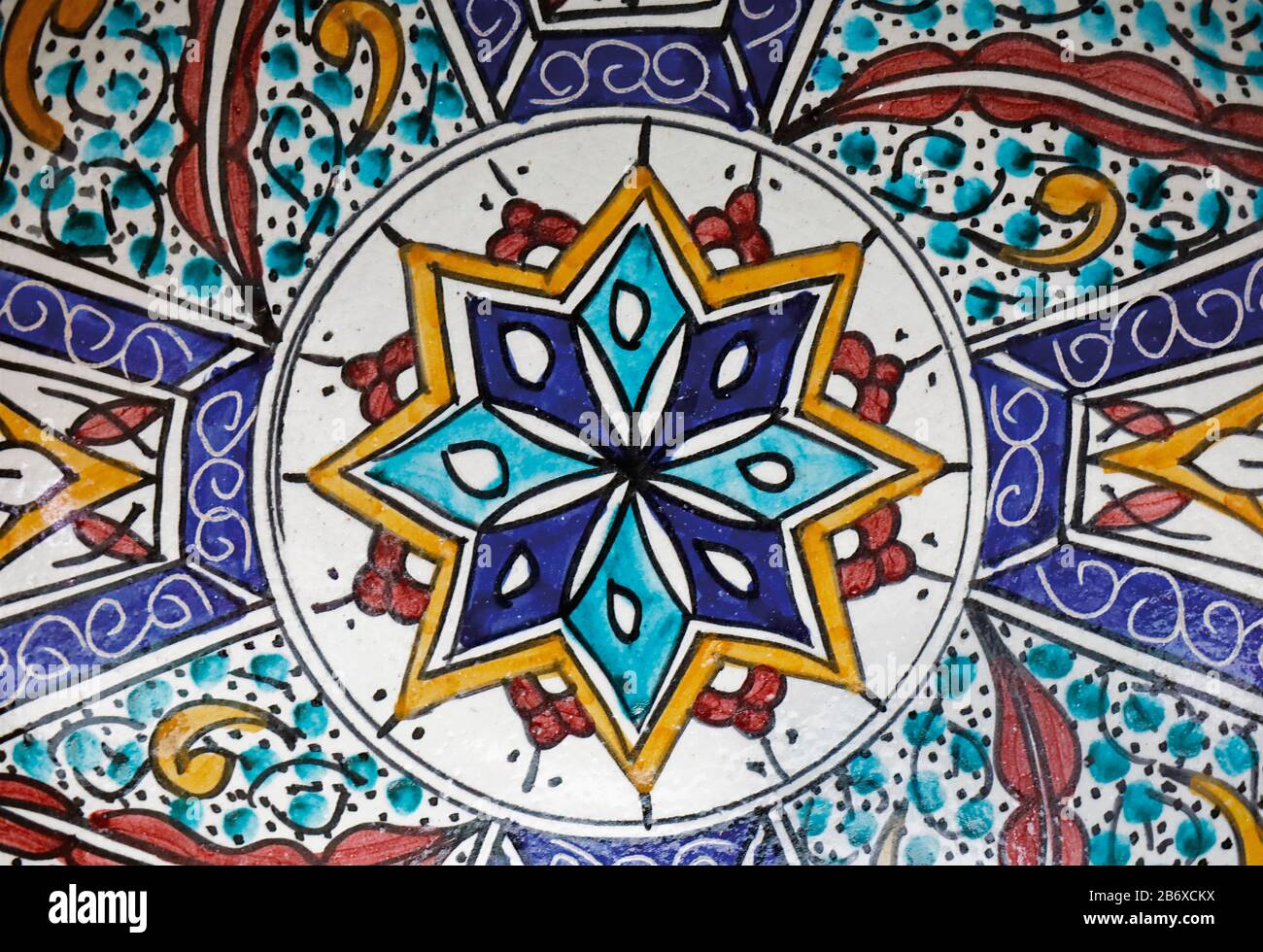 Piastrelle con motivi in ceramica smaltata. Spagna. Foto Stock