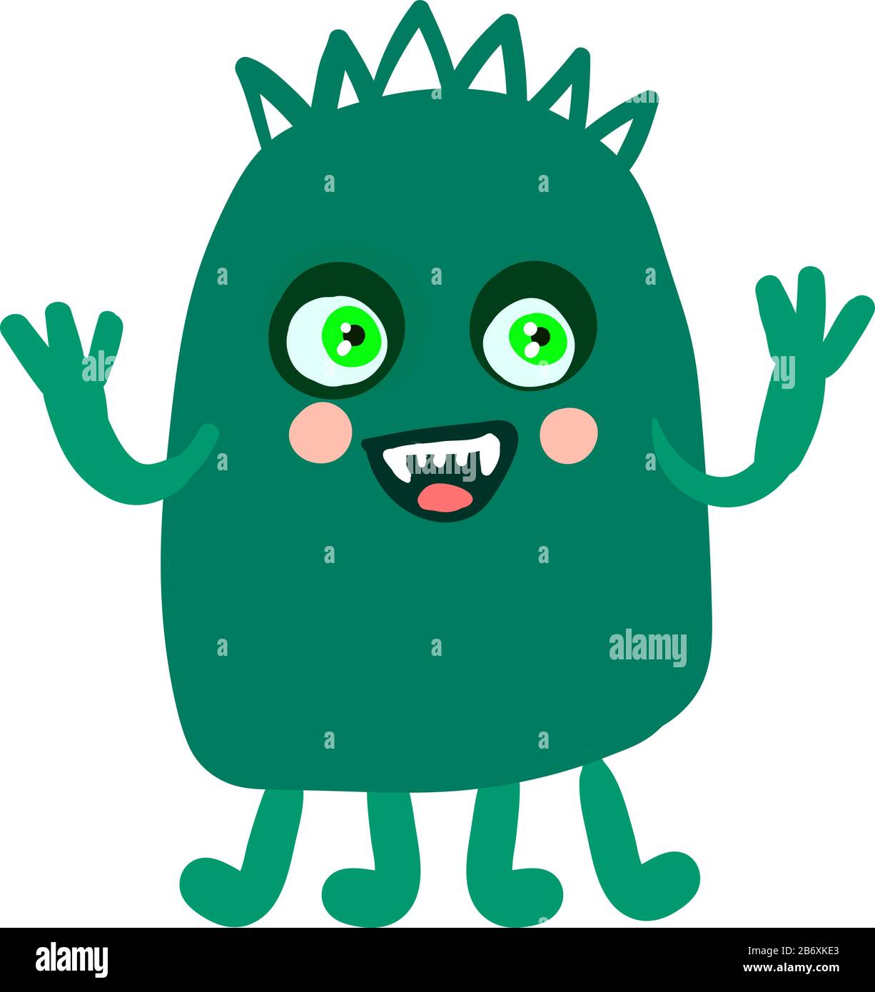 Felice mostro verde, illustrazione, vettore su sfondo bianco. Illustrazione Vettoriale