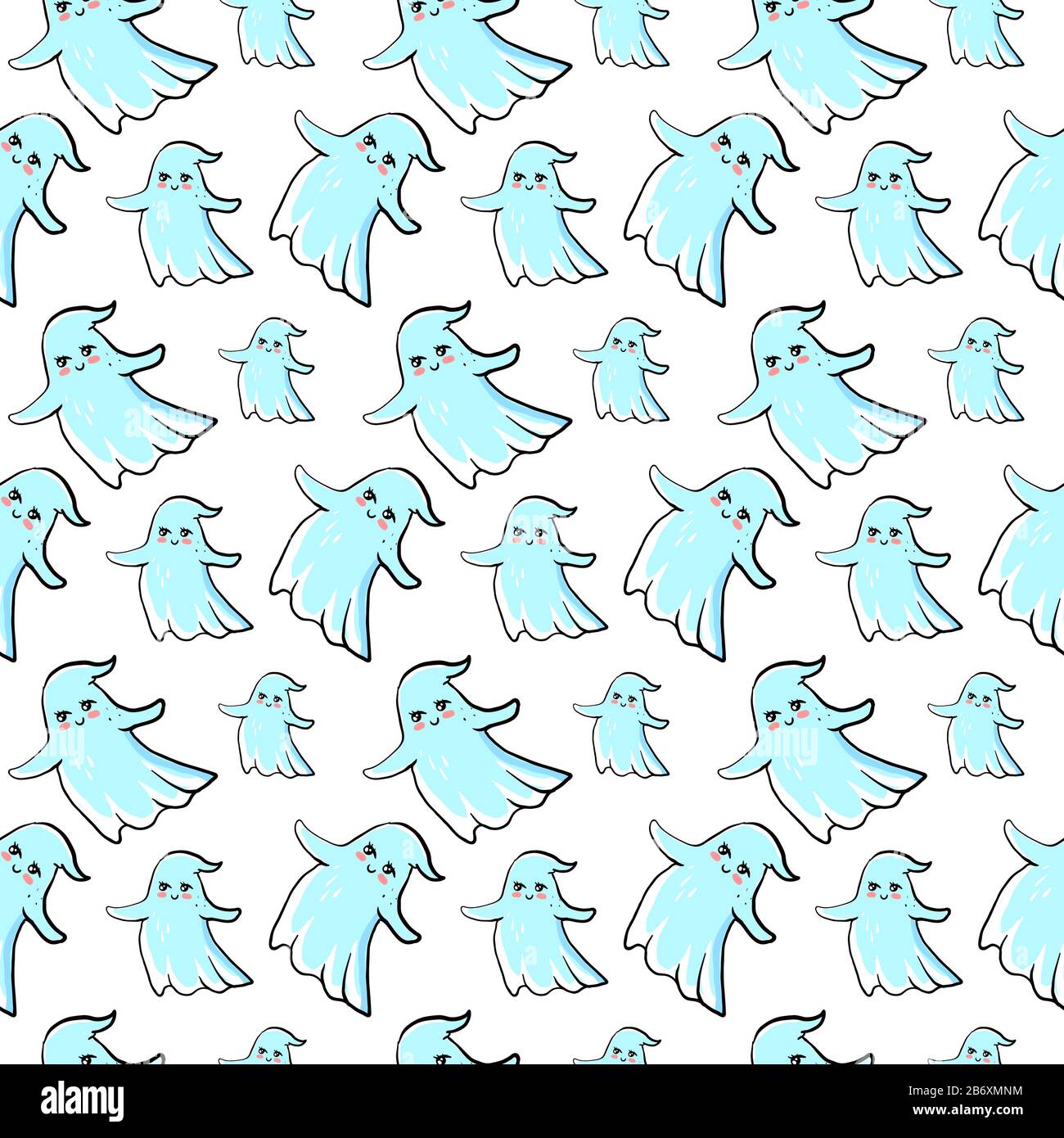 Pattern di fantasmi, illustrazione, vettore su sfondo bianco. Illustrazione Vettoriale