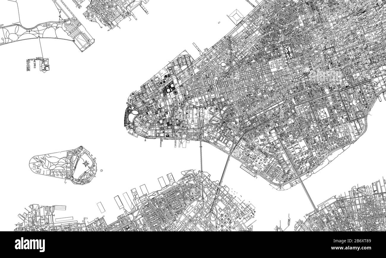 Mappa della città in stile blueprint minimale di New York. Rendering 3D Foto Stock