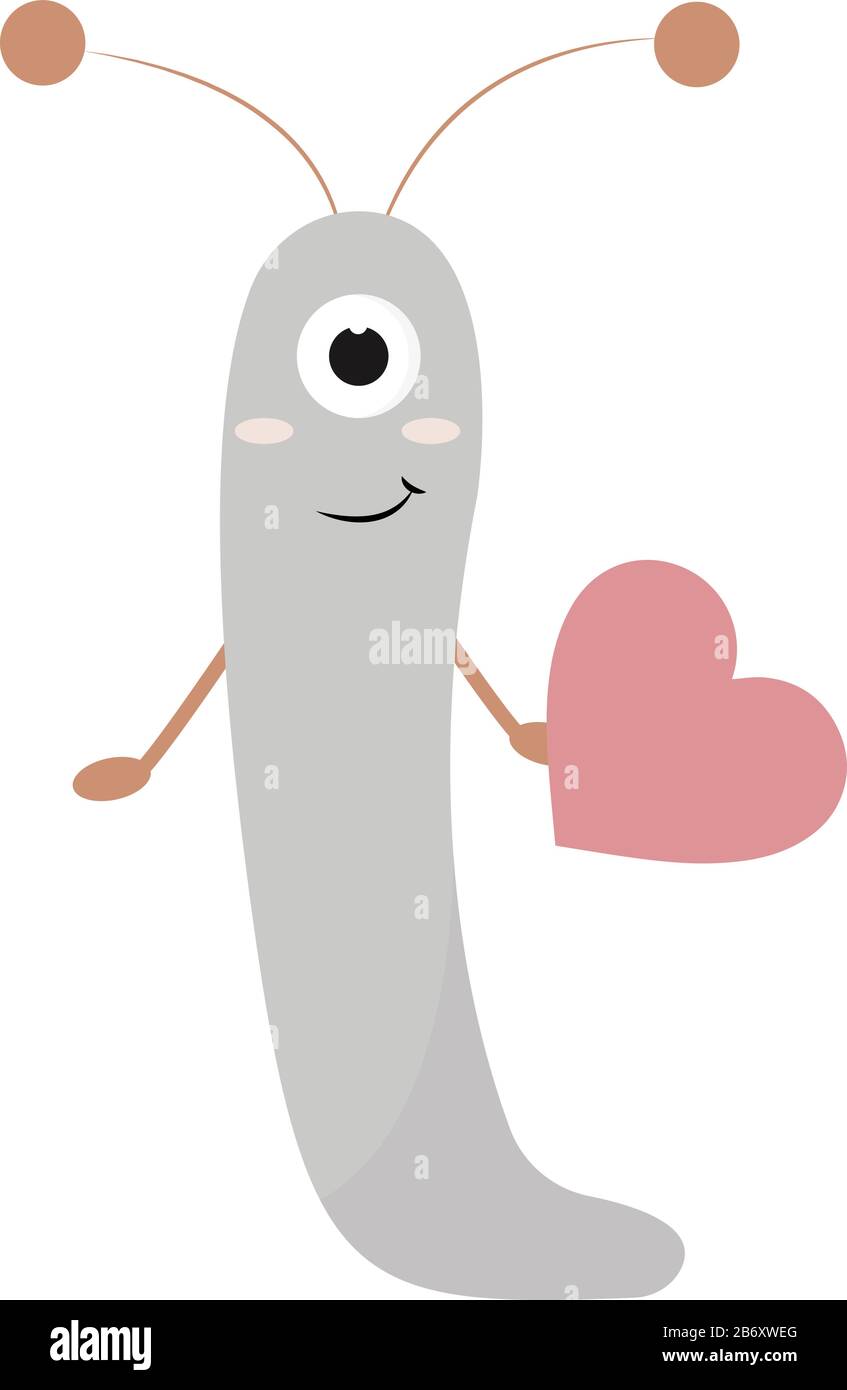 Monster con il cuore, illustrazione vettore su sfondo bianco. Illustrazione Vettoriale