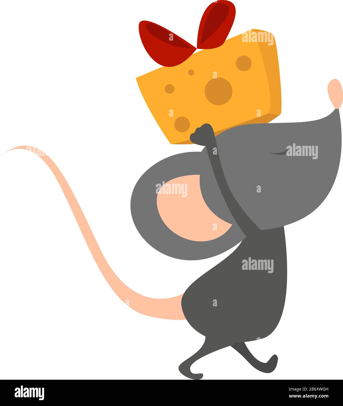 Mouse con formaggio, illustrazione, vettore su sfondo bianco. Illustrazione Vettoriale