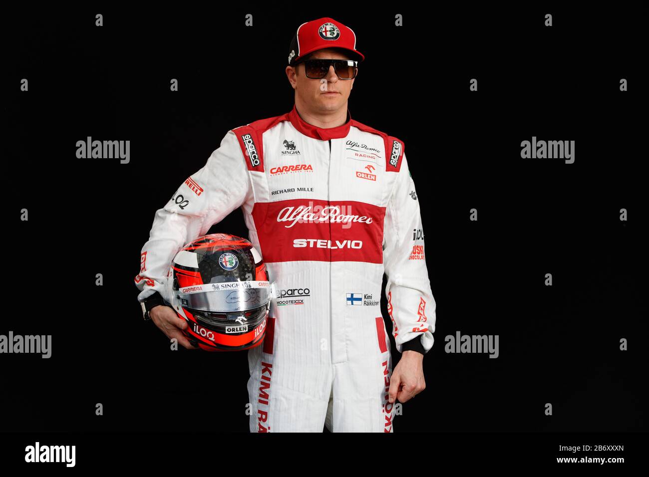 Melbourne, Australia. 12 marzo 2020: Melbourne, Australia - 12 marzo 2020: Kimi RÃ¤ikkÃ¶nen dell'Alfa Romeo Racing Orlen alla sessione di ritratto del pilota al Gran Premio d'Australia di Formula 1 2020 Credit: Chris Putnam/ZUMA Wire/Alamy Live News Foto Stock