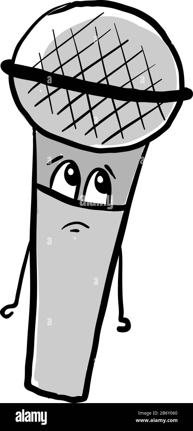 Microfono triste, illustrazione, vettore su sfondo bianco. Illustrazione Vettoriale