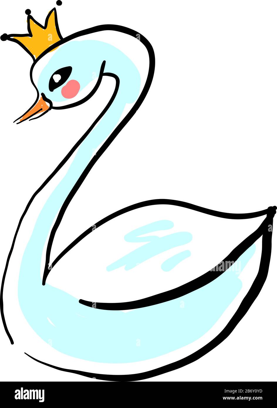 Cigno con corona, illustrazione, vettore su sfondo bianco. Illustrazione Vettoriale