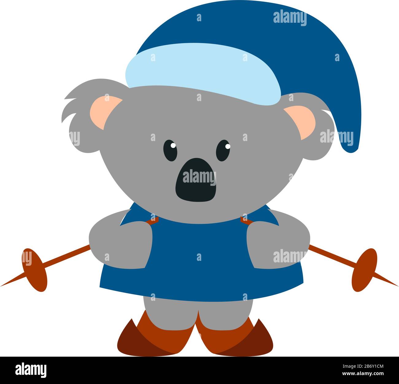 Koala scier, illustrazione, vettore su sfondo bianco. Illustrazione Vettoriale