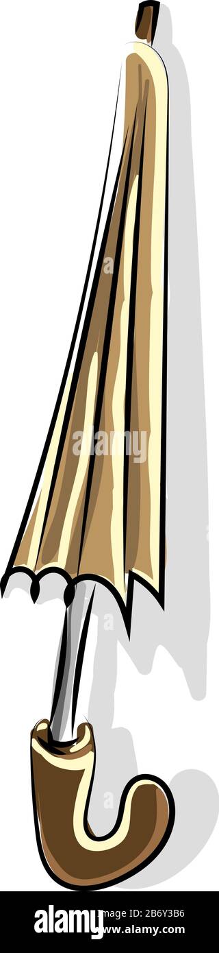 Ombrello chiuso, illustrazione vettore su sfondo bianco. Illustrazione Vettoriale