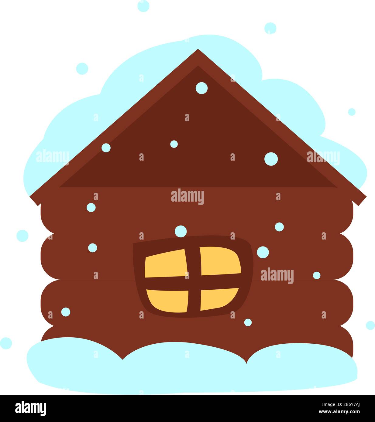 Casa invernale, illustrazione, vettore su sfondo bianco. Illustrazione Vettoriale