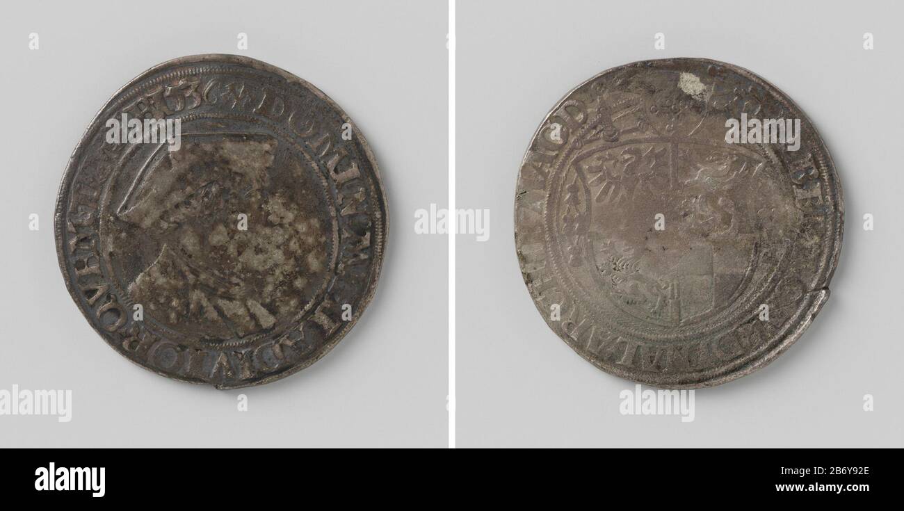 Kardinaal Albert van Brandenburg, aartsbisschop van Magdeburg Voorzijde: Borststuk man met slappe muts naar rechts binnen omschrift. Keerzijde: Wapenschild op z Foto Stock