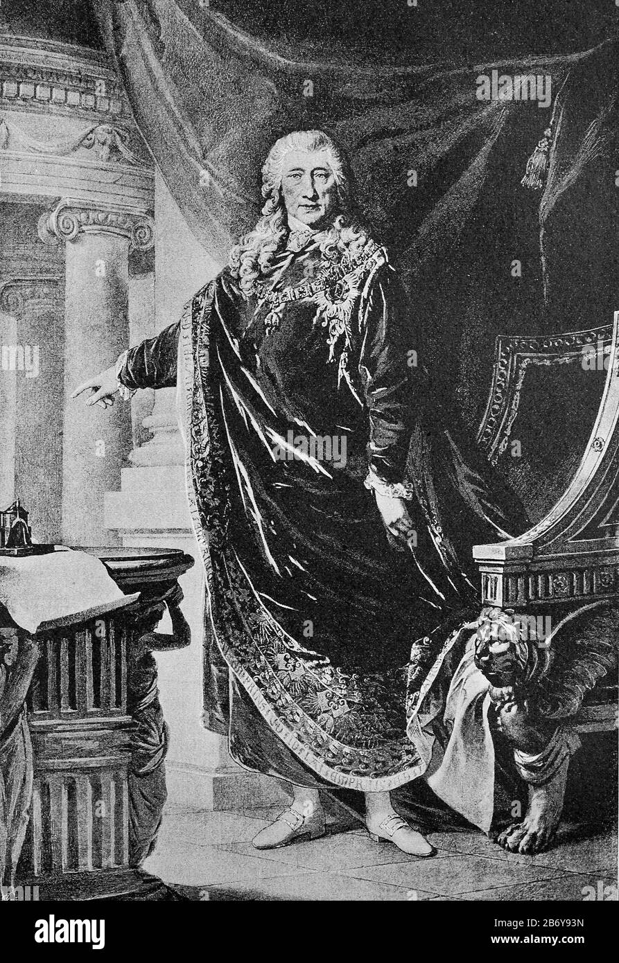 Wenzel Anton Graf Kaunitz-Rietberg, Principe Imperiale Di Kaunitz-Rietberg Dal 1764 Al 2 Febbraio 1711-27. Giugno 1794, fu uno statista austriaco dell'assolutismo illuminato, Reichshofrat e diplomatico / Wenzel Anton Graf Kaunitz-Rietberg, ab 1764 Reichsfürst von Kaunitz-Rietberg, 2. Febbraio 1711-27. Juni 1794, War österreichischer Staatsmann des aufgeklärten Absolutismo, Reichshofrat und Diplomat, Historisch, riproduzione digitale migliorata di un originale del 19th secolo / digitale Reproduktion einer Originalvorlage aus dem 19. Jahrhundert, Foto Stock