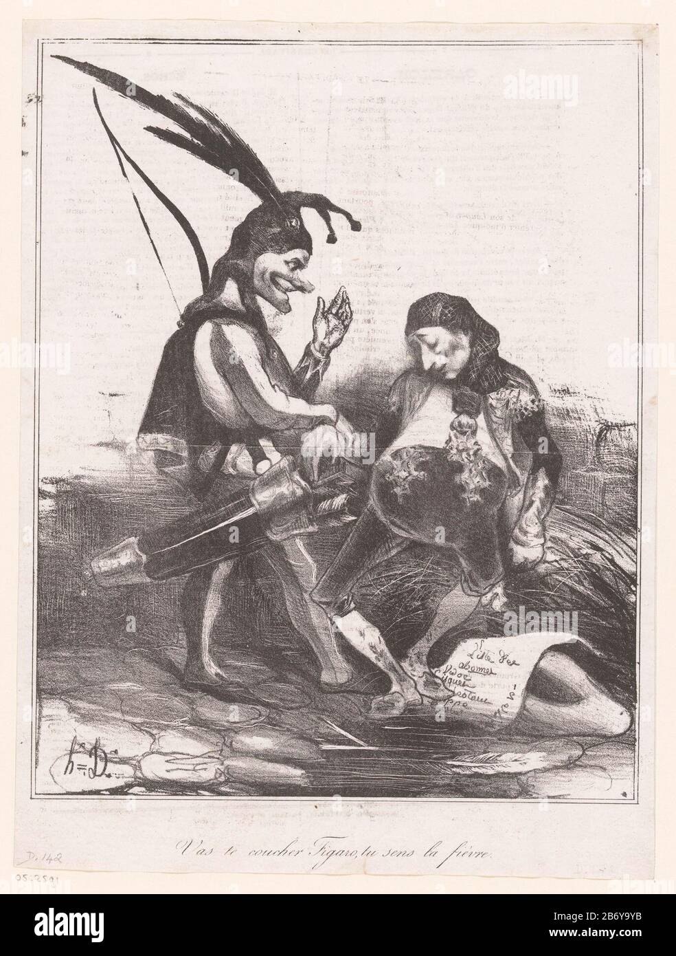 Caricatura di le Figaro e le Charivari come narrenVas al cocher Figaro, tu  sens la fièvre (oggetto del titolo) tipo Oggetto: Immagine numero oggetto:  RP-P-1905-2591Catalogusreferentie: IFF après 1800 86Delteil 142 Iscrizioni /