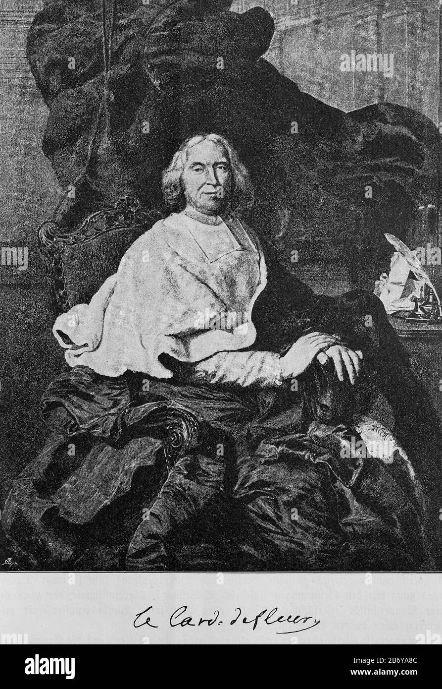 André-Hercule De Fleury, 22 Giugno 1653-29. Gennaio 1743, è stato un cardinale francese e statista / André-Hercule de Fleury, 22. Juni 1653-29. Januar 1743, War ein französischer Kardinal und Staatsmann, Historisch, riproduzione digitale migliorata di un originale del 19th secolo / digitale Reproduktion einer Originalvorlage aus dem 19. Jahrhundert, Foto Stock
