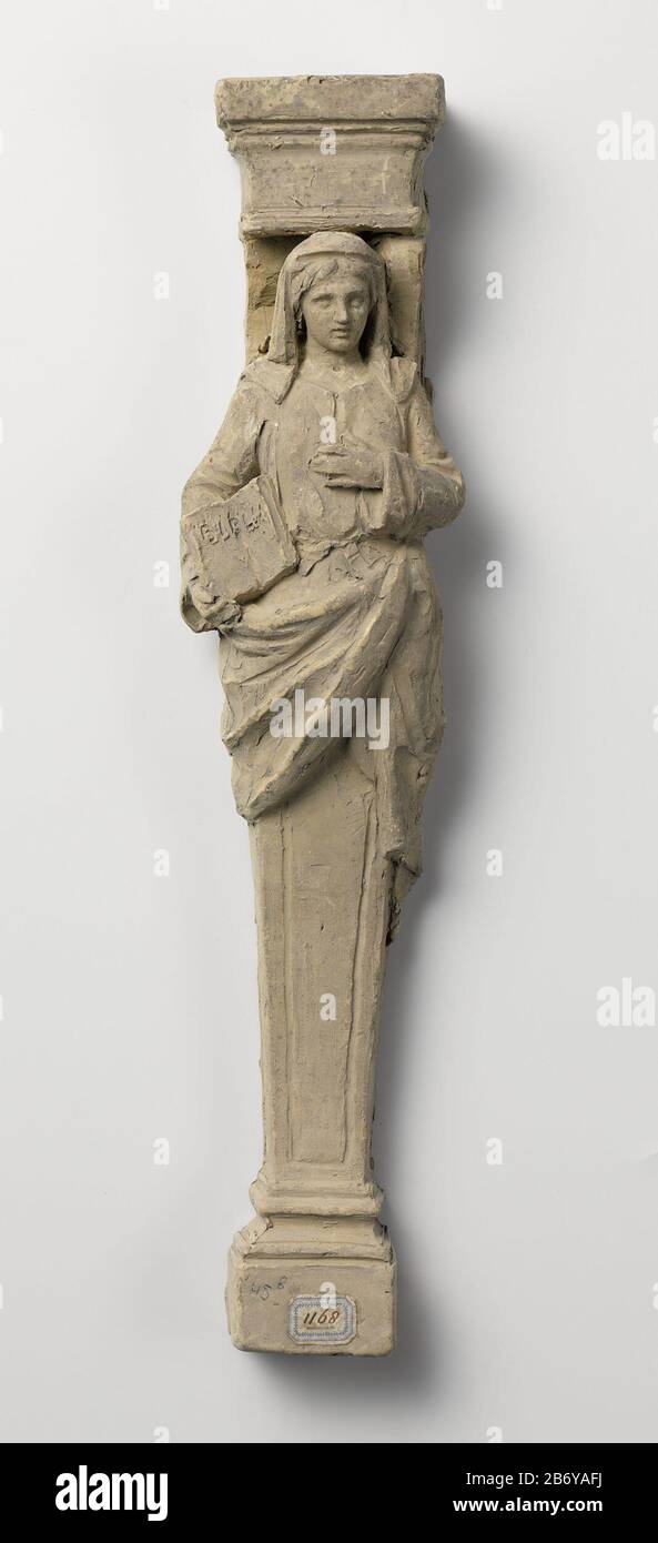 Karyatide De Theologie Karyatide: De Theologie Object Type : beeldhouwwulkerk Objectnummer: BK-18818-B fabbricante : beeldhouder: Eugène Lacomblé datazione: 1800 - 1900 Materiale: Kili dimensioni: H 43 cm. × b 9 cm. × d 6 cm. Foto Stock