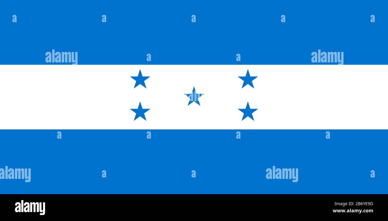 Bandiera dell'Honduras - rapporto standard bandiera dell'Honduran - modalità colore RGB reale Foto Stock