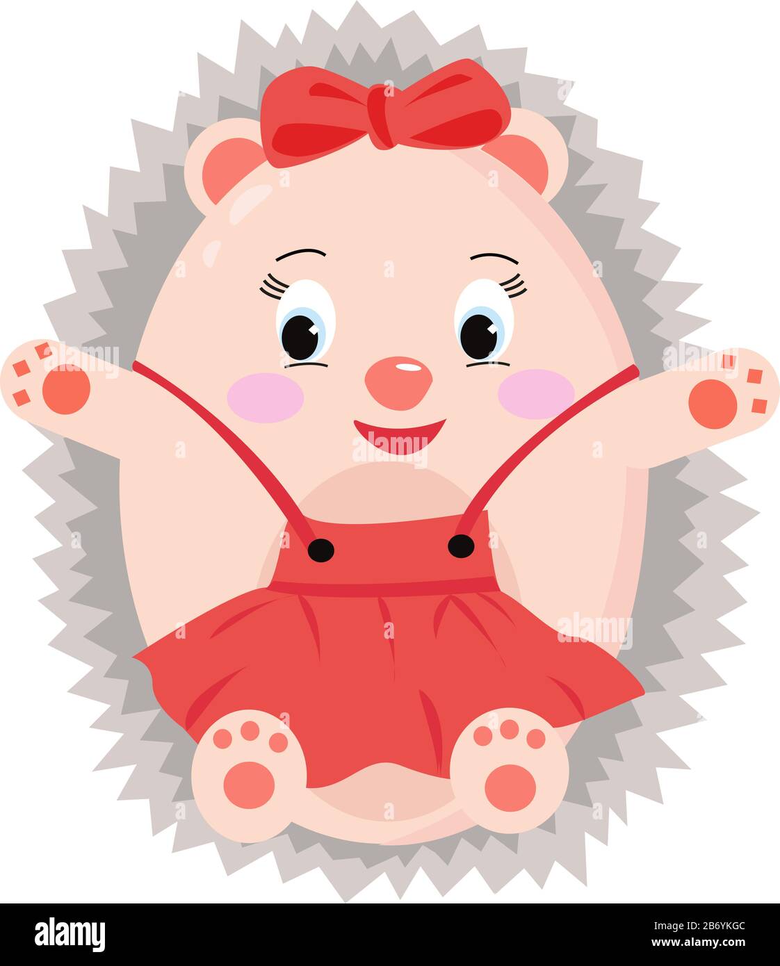 Hedgehog ragazza, illustrazione, vettore su sfondo bianco. Illustrazione Vettoriale