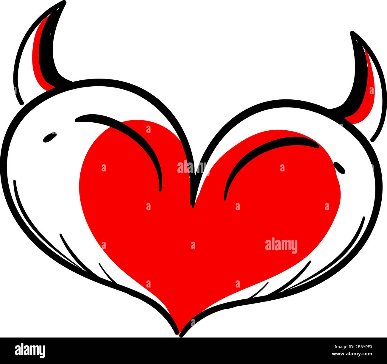 Diavolo cuore, illustrazione, vettore su sfondo bianco. Illustrazione Vettoriale