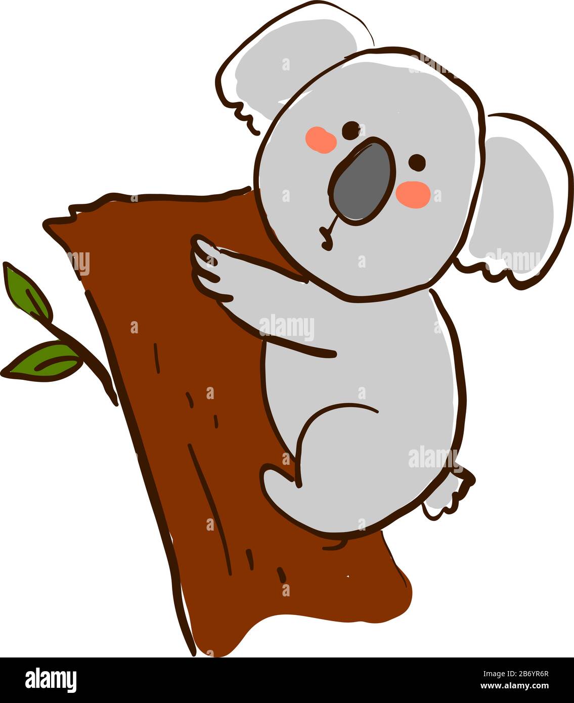 Il Koala su albero, illustrazione vettore su sfondo bianco. Illustrazione Vettoriale
