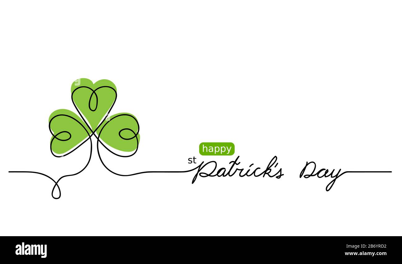 Happy St Patricks giorno un disegno vettoriale a linea continua Illustrazione Vettoriale