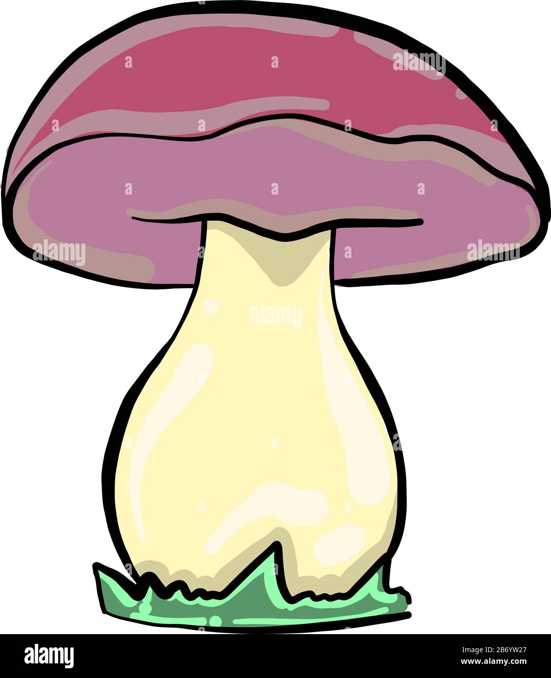 Fungo viola, illustrazione, vettore su sfondo bianco. Illustrazione Vettoriale