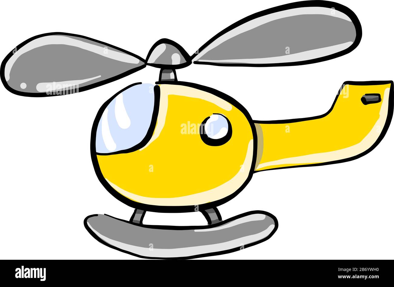 Elicottero giallo, illustrazione vettore su sfondo bianco. Illustrazione Vettoriale