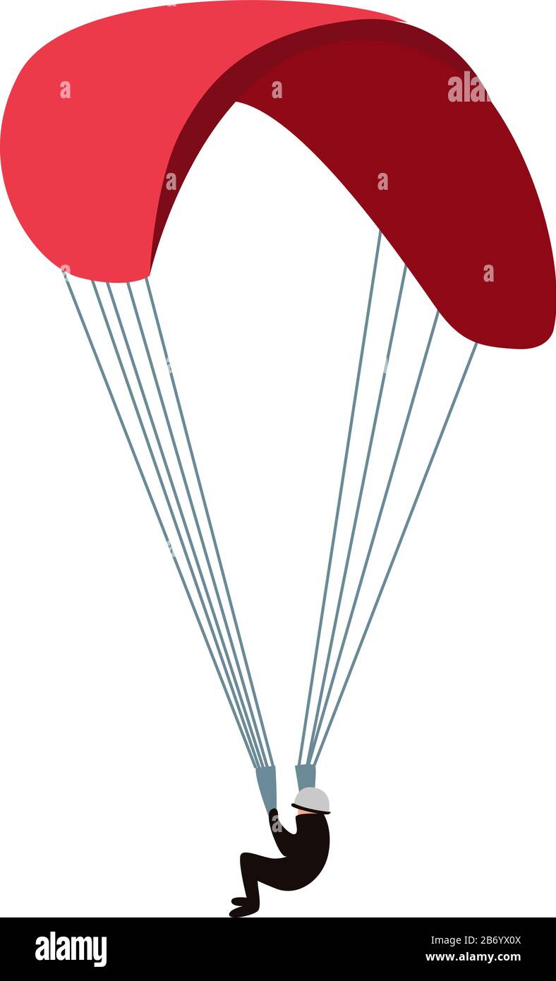 Parapendio rosso, illustrazione, vettore su sfondo bianco. Illustrazione Vettoriale