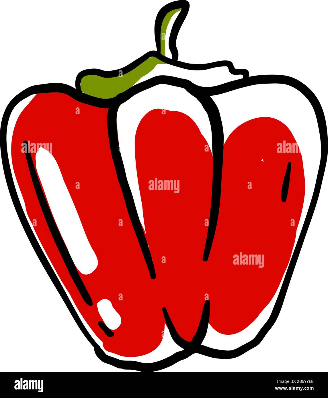 Peperone rosso, illustrazione vettore su sfondo bianco. Illustrazione Vettoriale